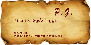 Pitrik Györgyi névjegykártya